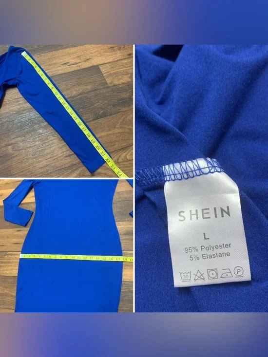 Women's blue gown Long dress Sz L Long Sleeve styled mermaid evening Shein - Picture 4 of 5